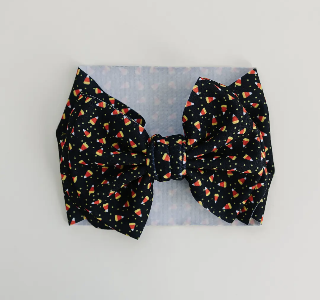 XL Candy Corn Double Bow Baby Headband