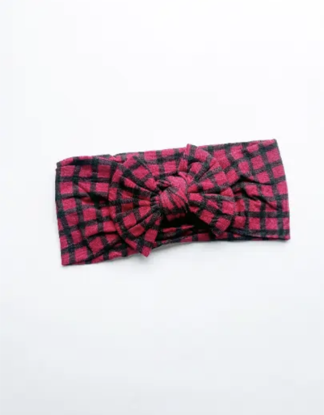 Red Buffalo Grid Plaid Nylon Baby Headband