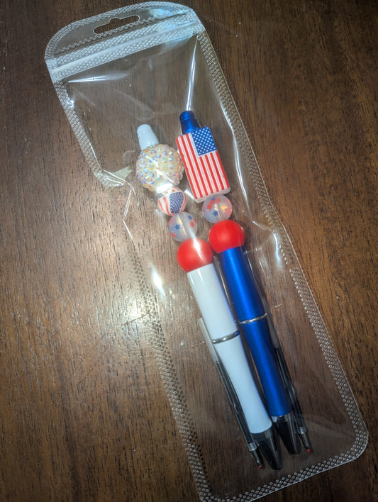 4th of July Beaded Pens - 2 Pack
